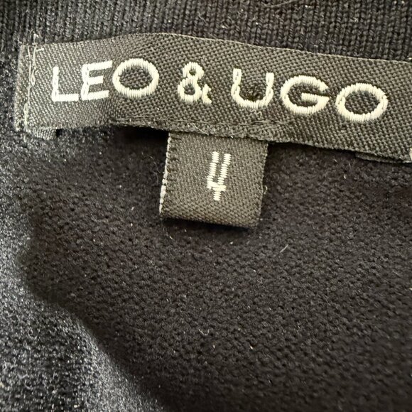Leo & Ugo Black Back Ruffle Detail Button/Snap Front Cardigan Front Pockets Sz 4 - Picture 3 of 13